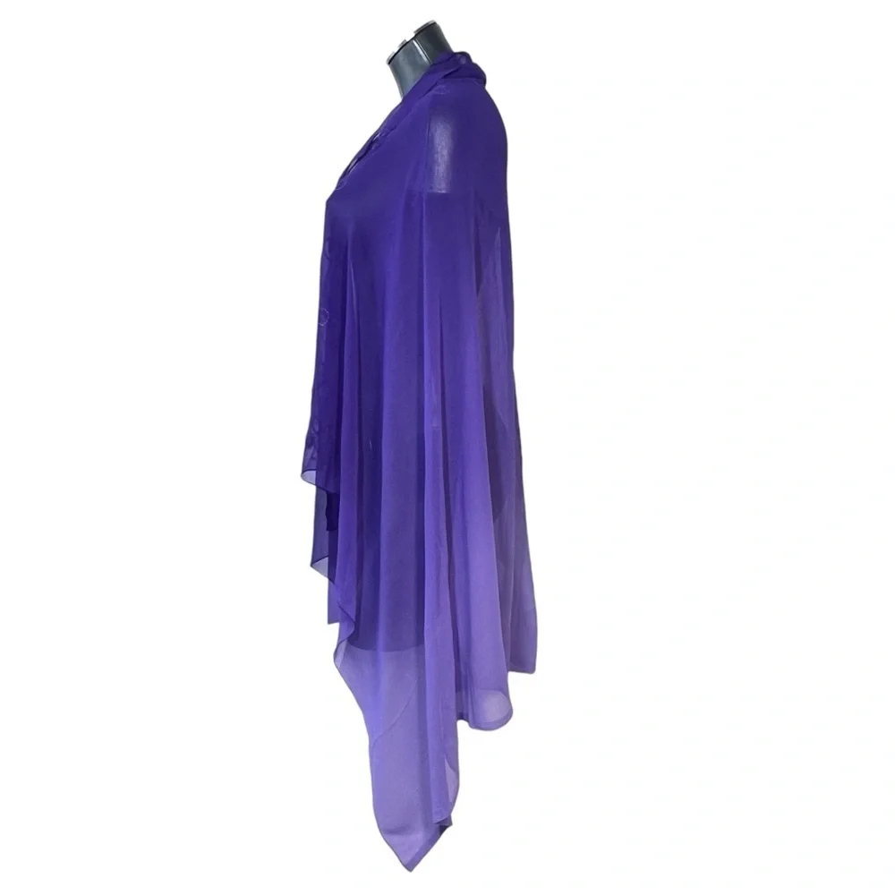 LADY JULIET Purple Lavender Sheer Sarong Cover-up Wrap Shawl & Travel Bag Sz OS